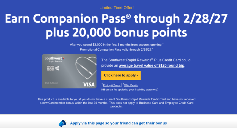 LIMITED TIME OFFER: Earn Southwest Companion Pass thru 2/28/27!!