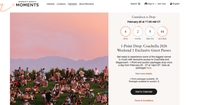 Marriott Bonvoy February 1 Point Drops: Major Music Festivals – Coachella, Stagecoach, London’s All Points East, and Paris’ Rock en Seine!